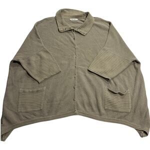 VTG Margaret Winters Sweater Cardigan Lagenlook Oversized USA Womens Sz M Green